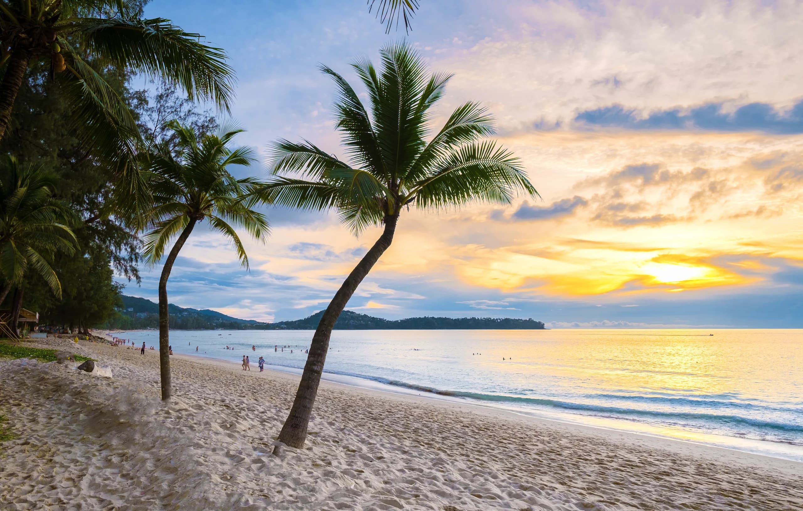 Bang Tao beach in Phuket at sunset