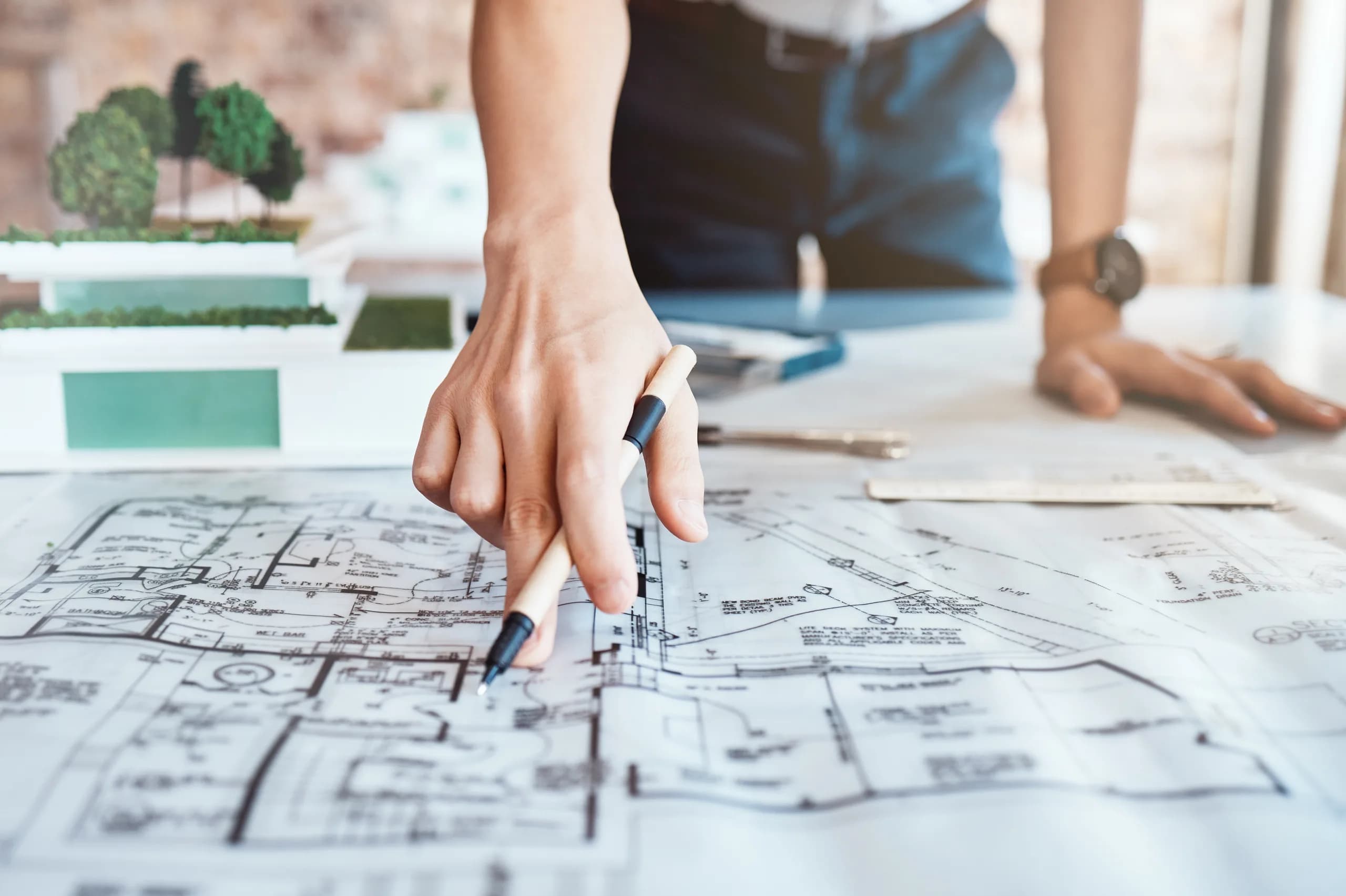 Architectural blueprints and technical drawings